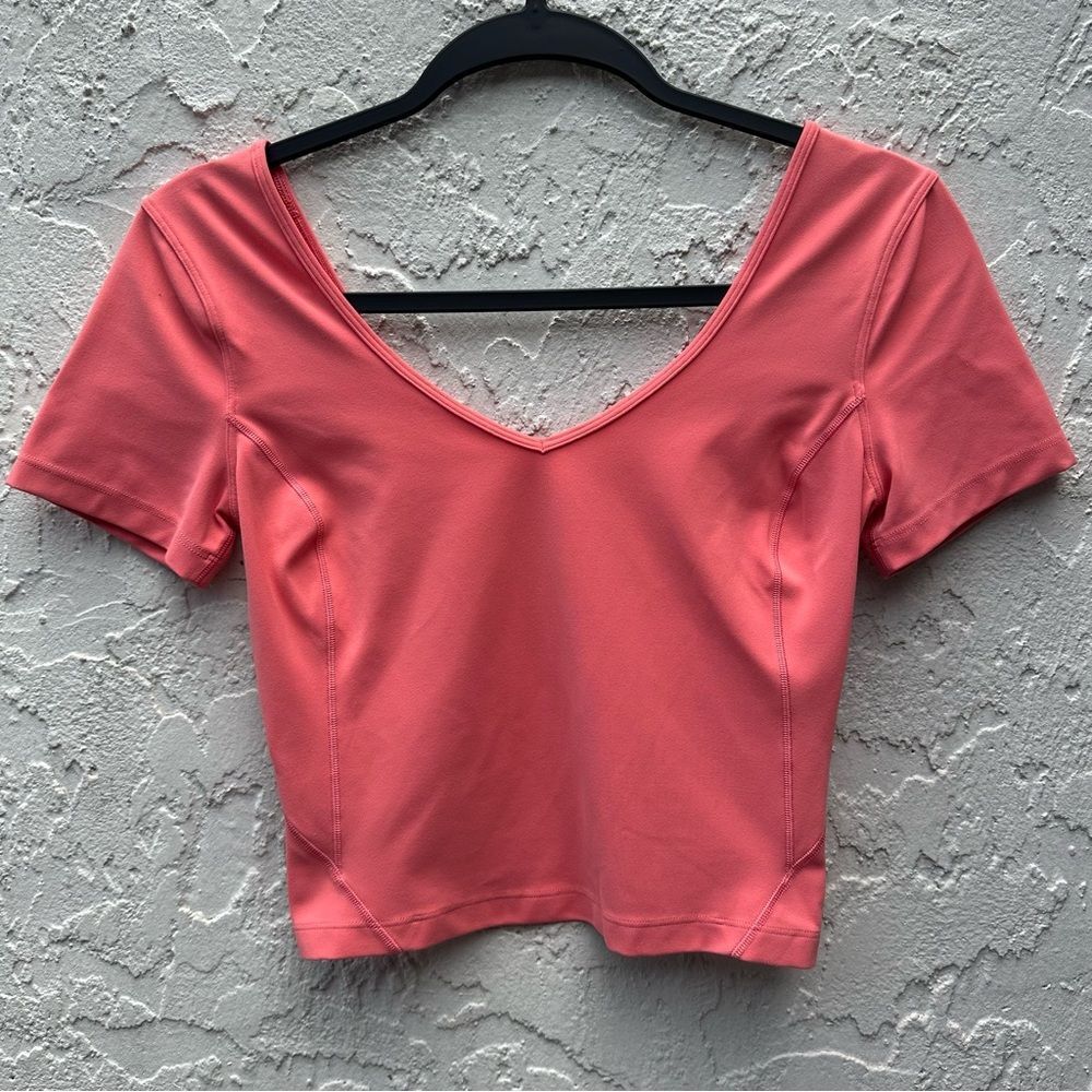LULULEMON Align Crop Tee  Women 4‎ Peach Athletic Athleisure